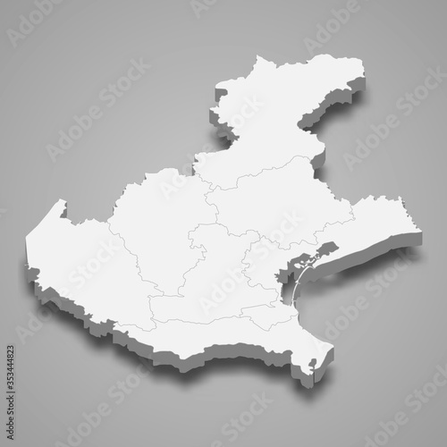 Veneto 3d map region of Italy Template for your design