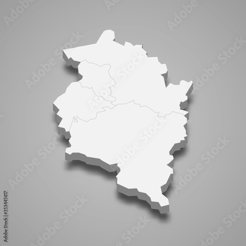 Vorarlberg 3d map state of Austria Template for your design