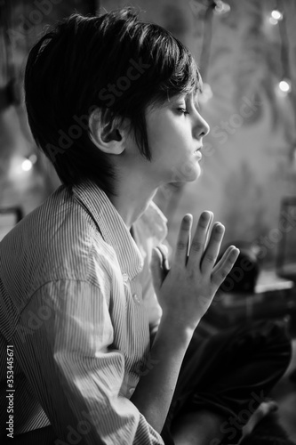 A boy meditating in Quarantine