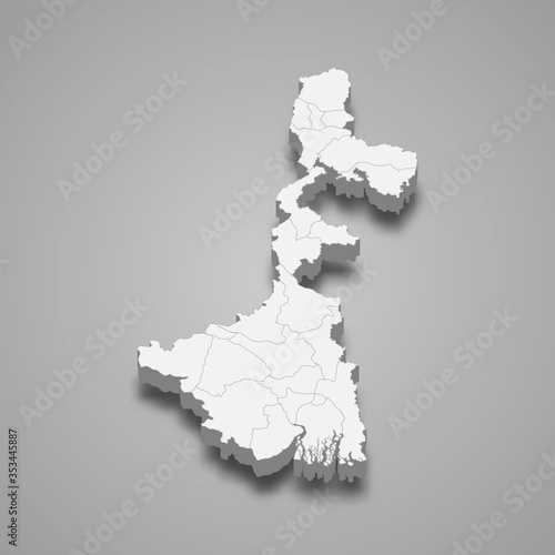 West Bengal 3d map state of India Template for your design