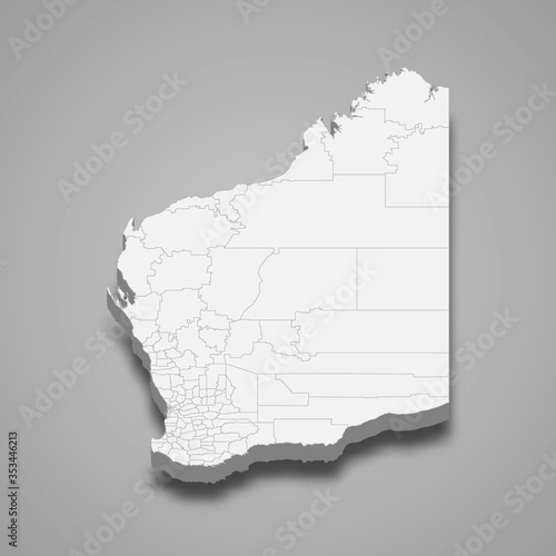 Western Australia 3d map state of Australia Template for your design