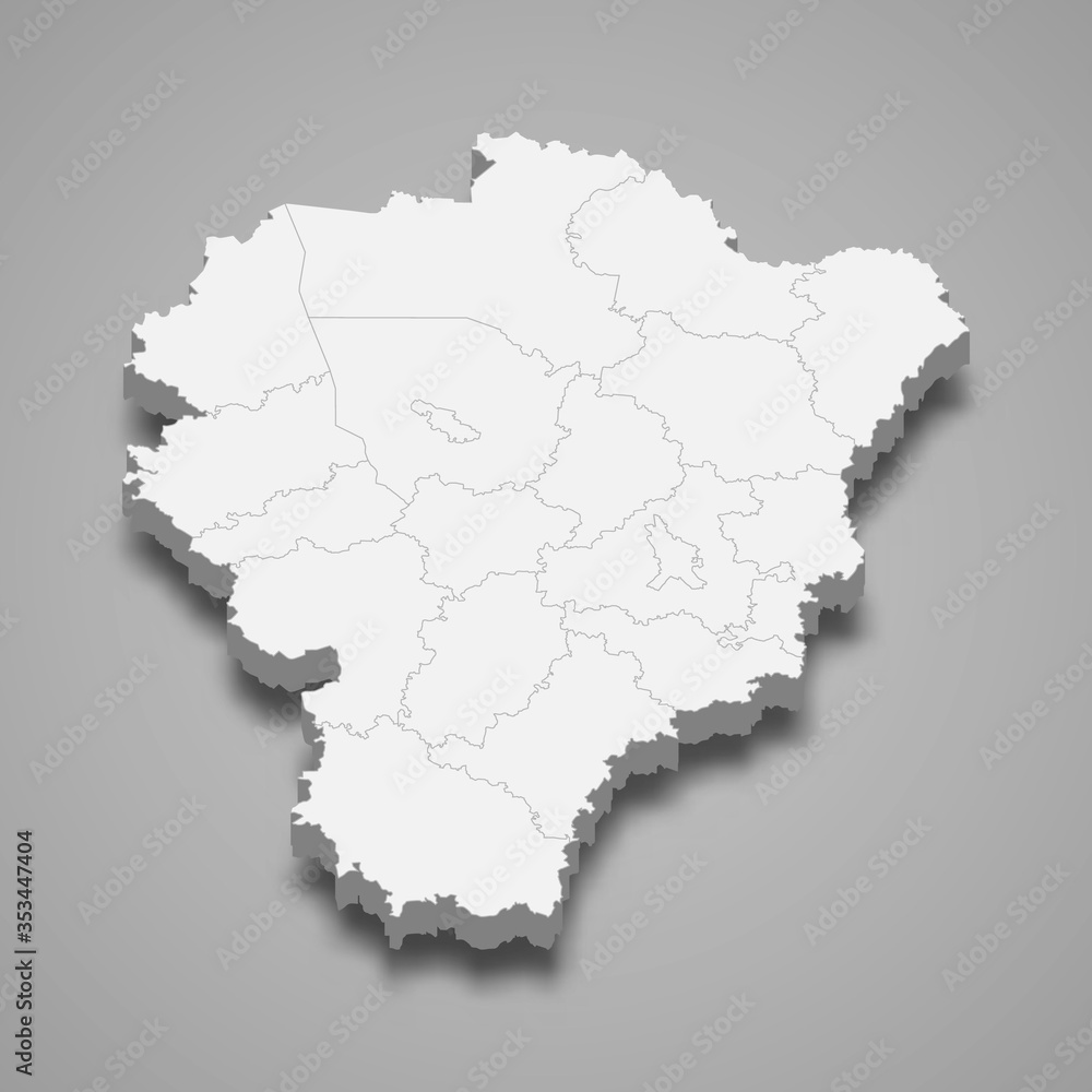 Yaroslavl Oblast 3d map region of Russia Template for your design Yaroslavl Oblast 3d map region of Russia Template for your design