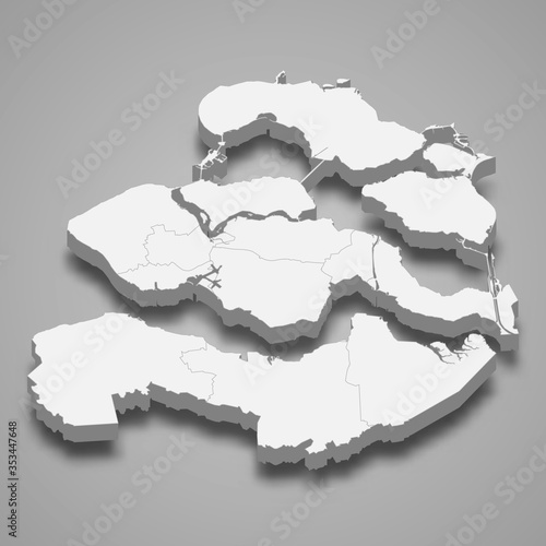 Zeeland 3d map province of Netherlands Template for your design