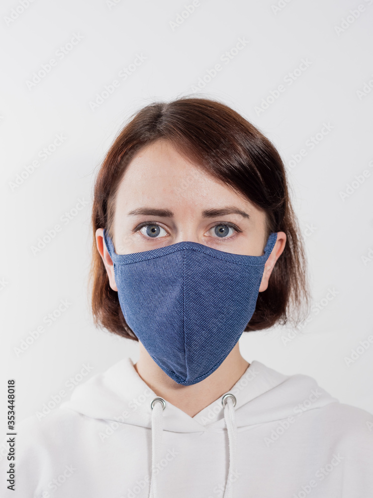 masked girl coronovirus on an isolated background masked girl coronovirus on an isolated background