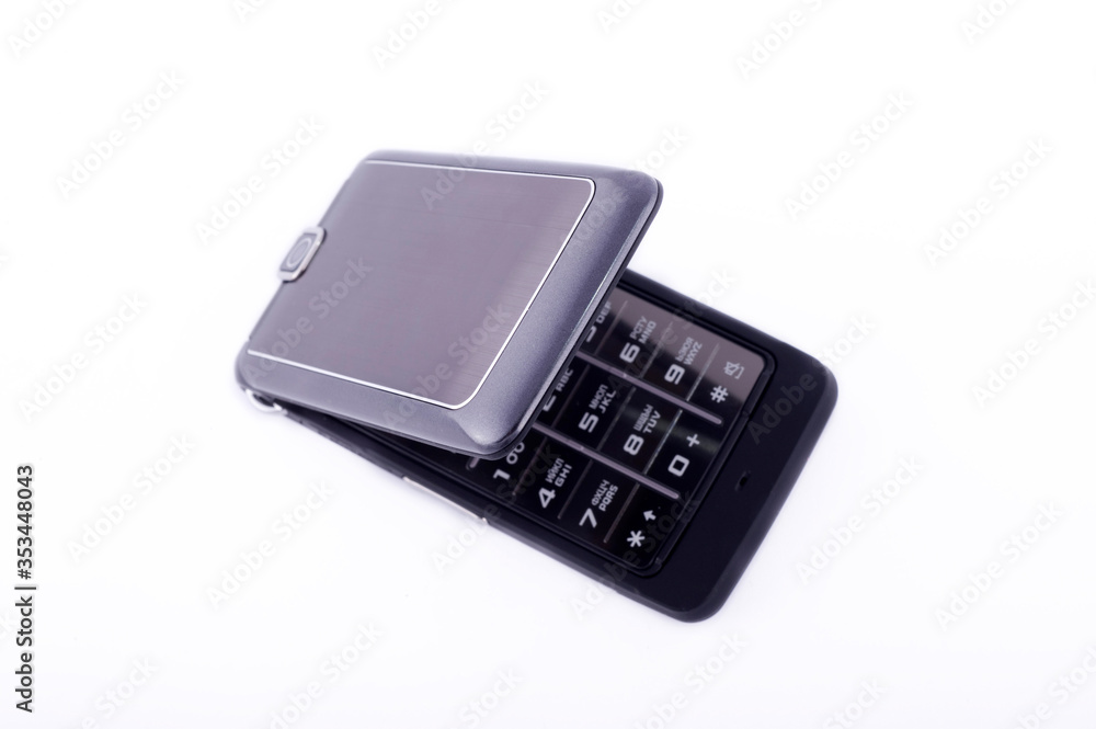 flip phone on white background