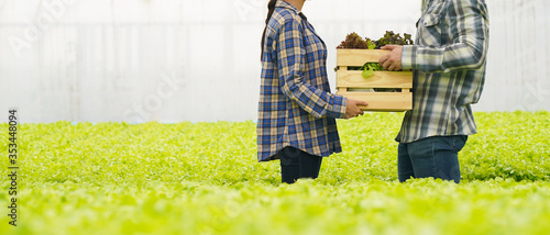 Farmer delivery vegetable in hydroponic farm for food supply chain business