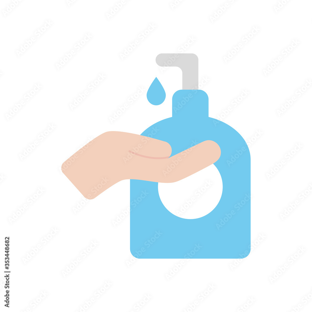 hand and soap bottle icon, flat style hand and soap bottle icon, flat style