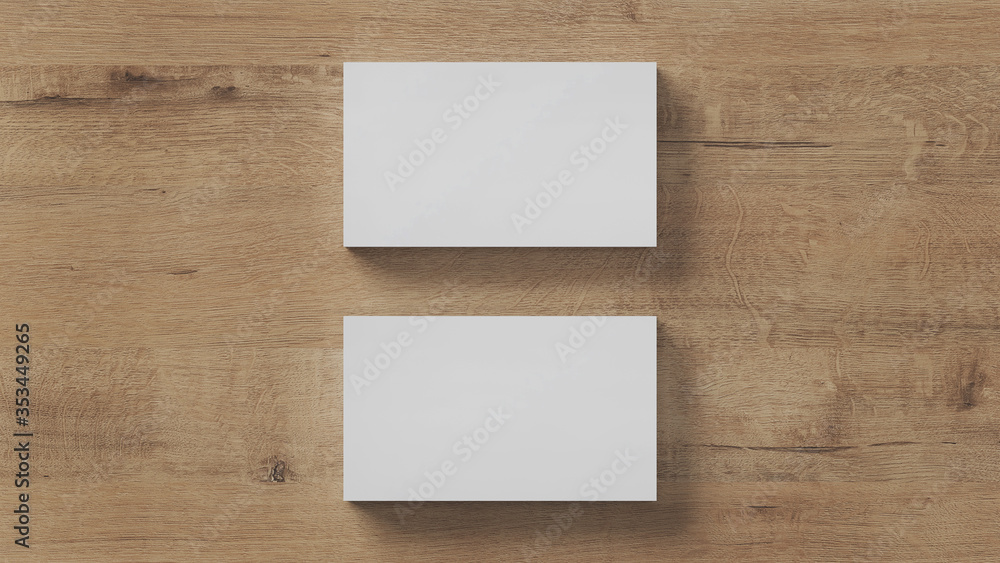Layout of blank business cards for presentation. 3D rendering. Layout of blank business cards for presentation. 3D rendering.