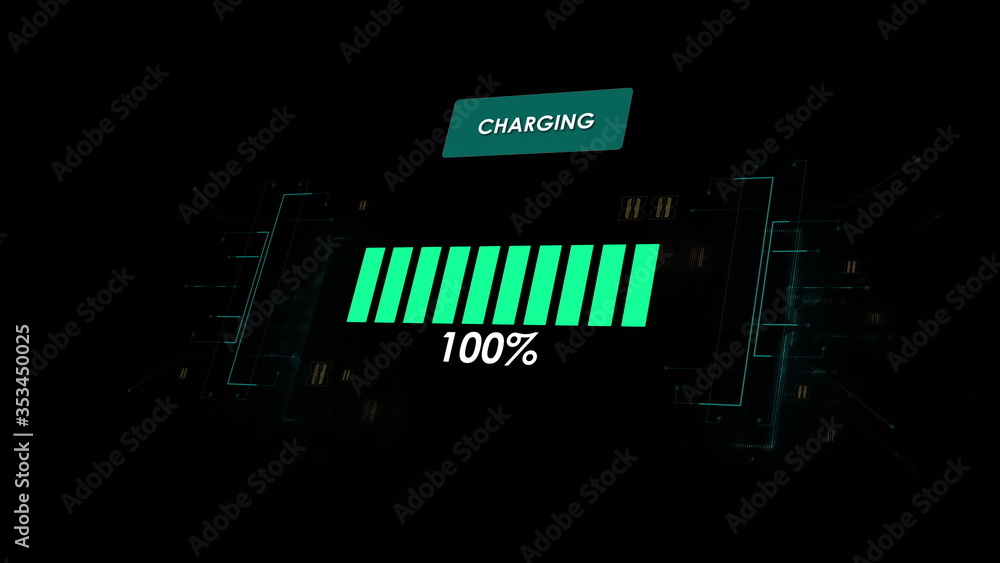 The battery indicator shows it fills up to 100. Electric Car Battery