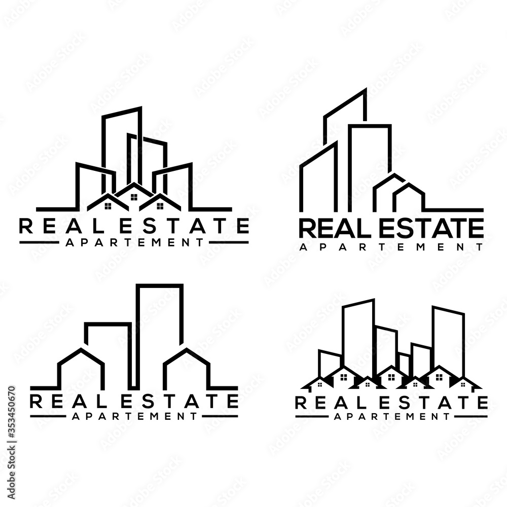 real estate apartement logo design concept vector