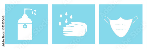 Hand washing gel vector image , Vector wear a mask and wash your hands thoroughly