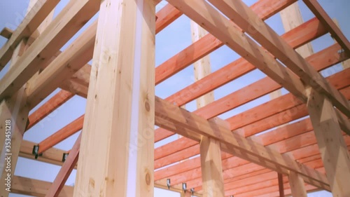 Wooden structures of a private house under construction