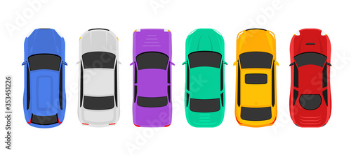 Vector car top view icon illustration. Vehicle flat isolated car icon