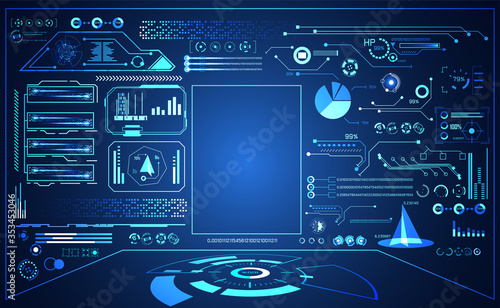 abstract technology ui futuristic concept hud interface hologram elements of digital data chart, communication, computing on hi tech future design background