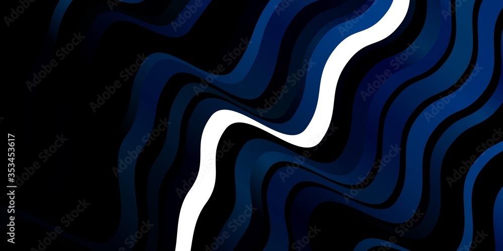 Dark BLUE vector backdrop with bent lines. Colorful illustration with curved lines. Best design for your posters, banners.