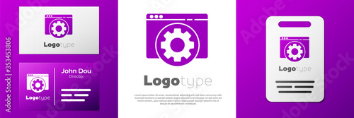 Logotype Browser setting icon isolated on white background. Adjusting, service, maintenance, repair, fixing. Logo design template element. Vector Illustration.