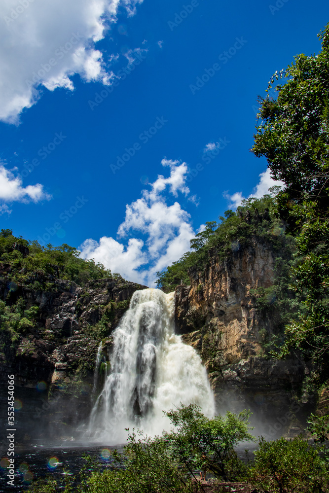 Naklejka premium parque nacional cachoeira dos saltos chapada dos veadeiros alto paraiso goias