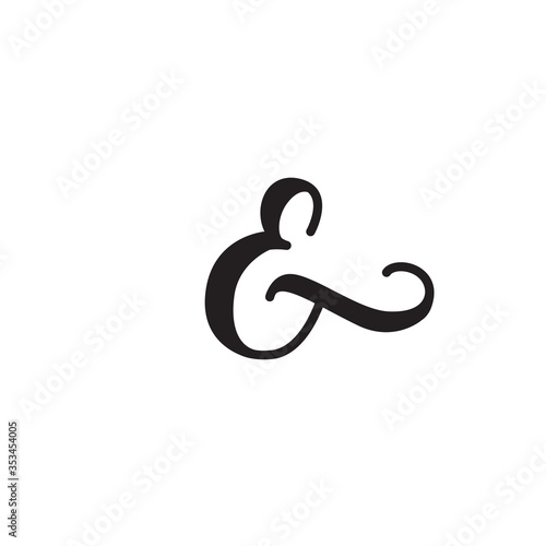 Ampersand. Isolated elegant modern calligraphy on white background. Great for wedding invitations, postcards.