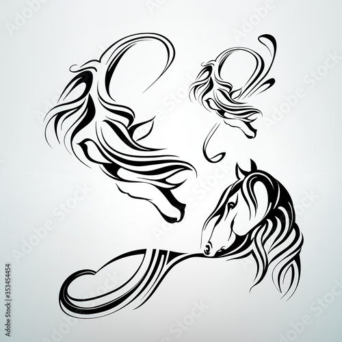 Silhouettes of horses. vector illustration