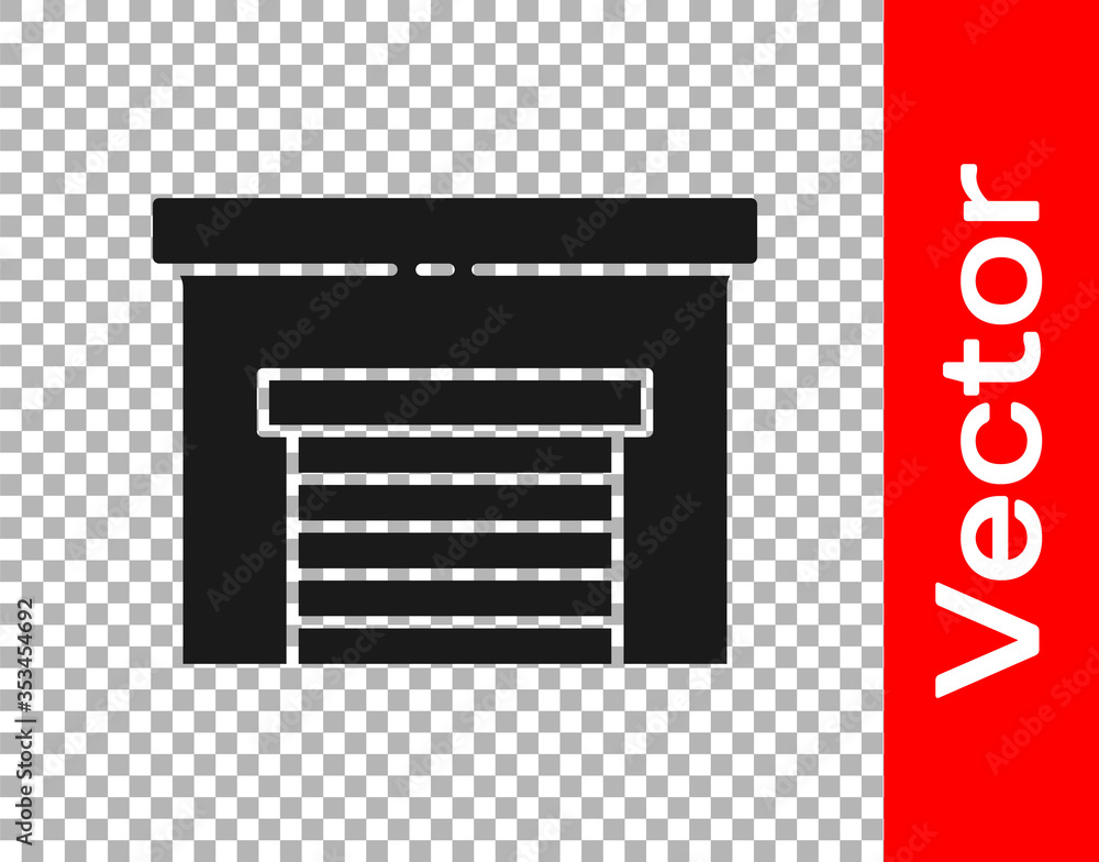 Black Garage icon isolated on transparent background. Vector Illustration. Black Garage icon isolated on transparent background. Vector Illustration.