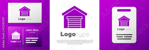 Logotype Garage icon isolated on white background. Logo design template element. Vector Illustration.