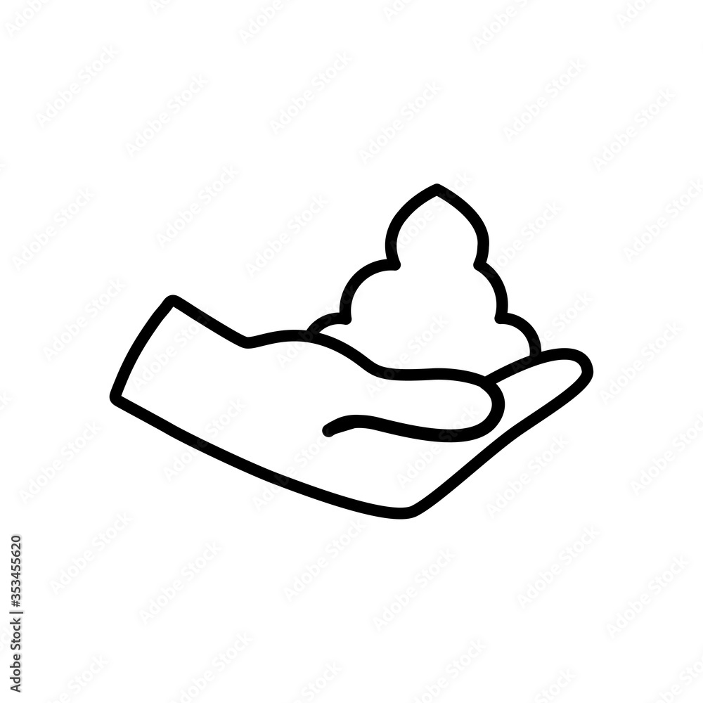 hand with soapy foam icon, line style