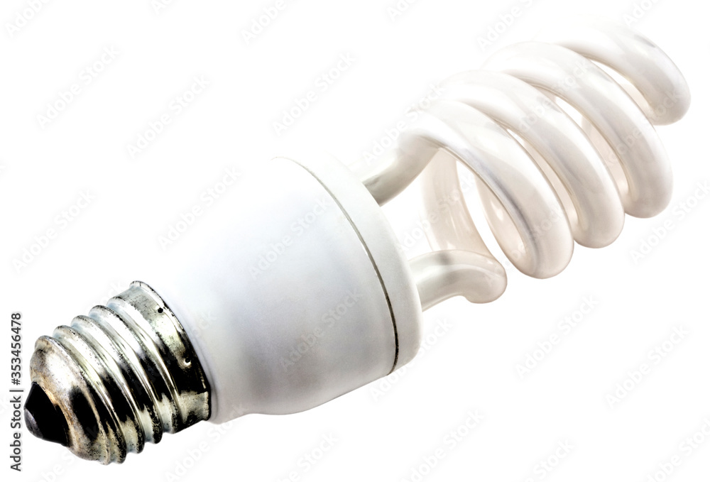 Energy saving bulb isolated on white background close up view Energy saving bulb isolated on white background close up view