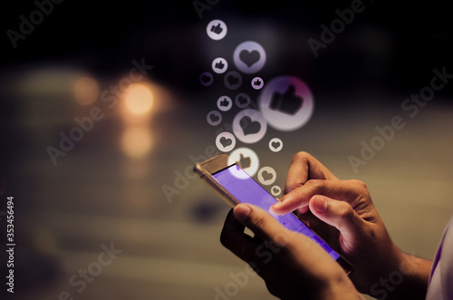 Young woman using smart phone,Social media concept.