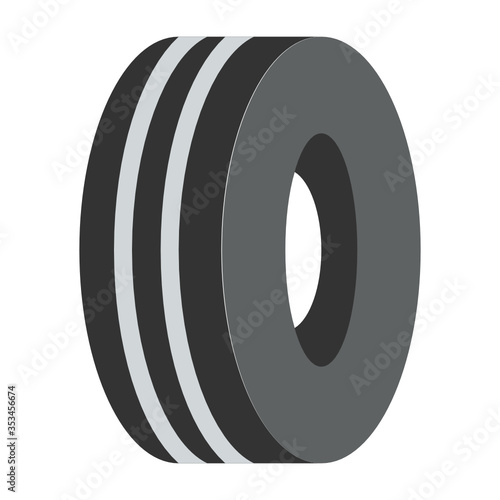 Bald, Worn Out Old Car Tire Vector Color Icon Design, Tire Repair Tools and Wheel Shop Equipment on White background, Worn tire concept, 