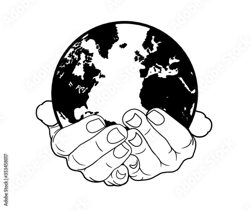 handshake with globe world earth 