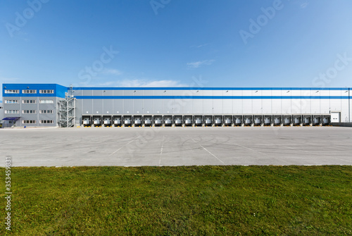 front view of the building of a logistics center or warehouse