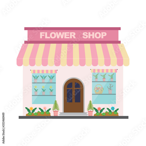 Flower shop building in flat style.Vector illustration.