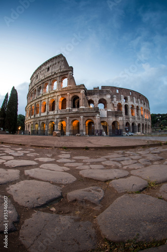 Rome, Italy Collosseum at dawn e roman stones