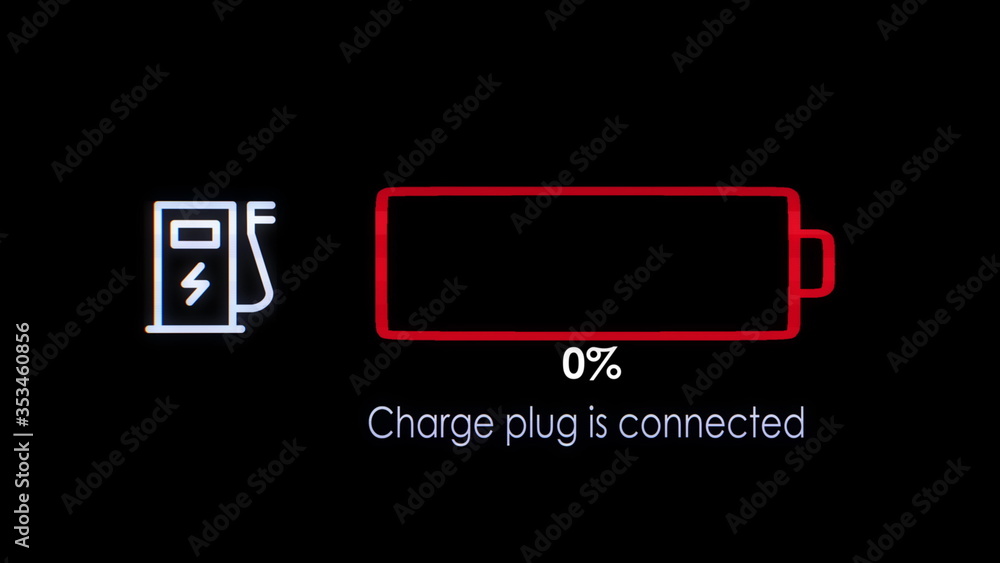 Electric Car Charging Indicating the Progress of the Charging, electric