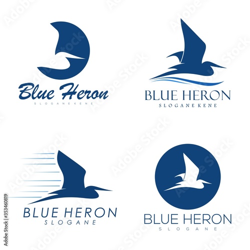 Картината върху платно blue heron logo design vector