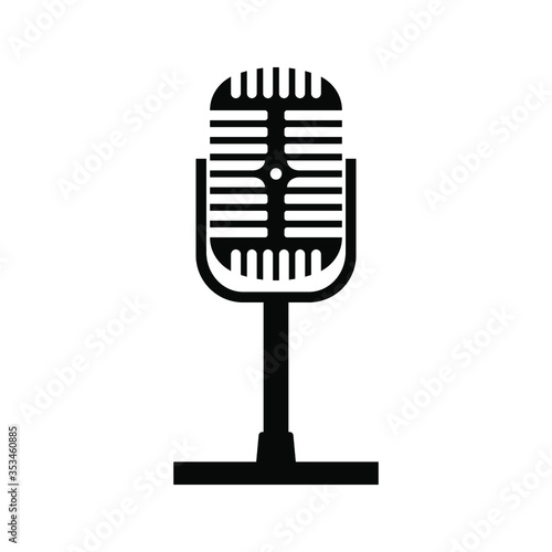 Vintage retro microphone on white background. Vector icon