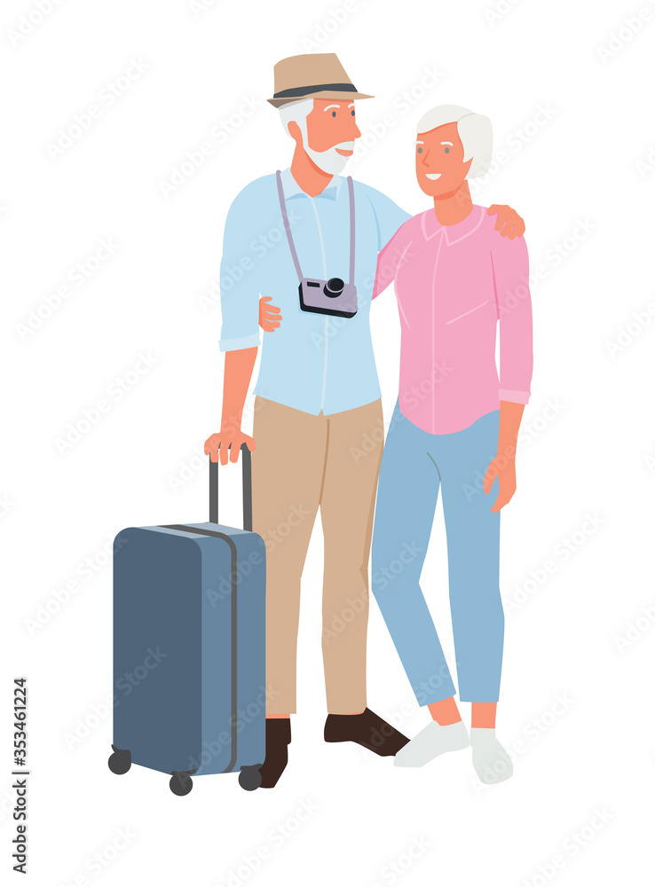 Senior happy couple enjoying trip, travel tour. Active elderly concept with retired people around the world Senior happy couple enjoying trip, travel tour. Active elderly concept with retired people around the world