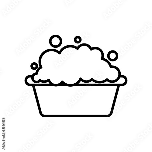 bucket with soapy water icon, line style
