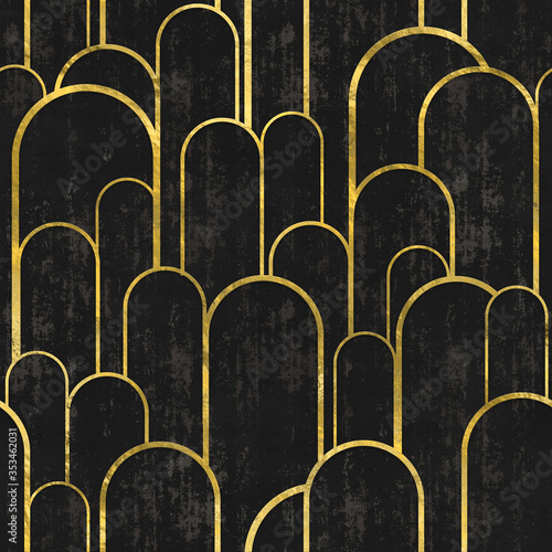 Wallpaper Mural pattern archway gold and black