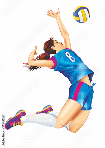 Female Professional Volleyball Player Jump photo