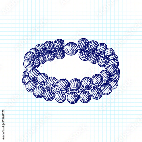 Hand-drawn sketch of decorative antique jewellery. Beautiful vintage bracelet on a white background. Antique accessories. Old bijouterie