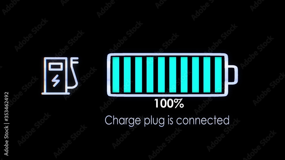 Ilustração do Stock Electric Car Charging Indicating the Progress of