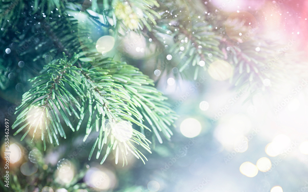 Christmas tree on blurred background. Christmas tree on blurred background.