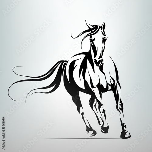 Vector silhouette of a running horse