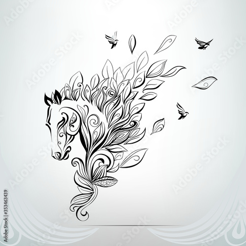 The head of a horse in an ornament