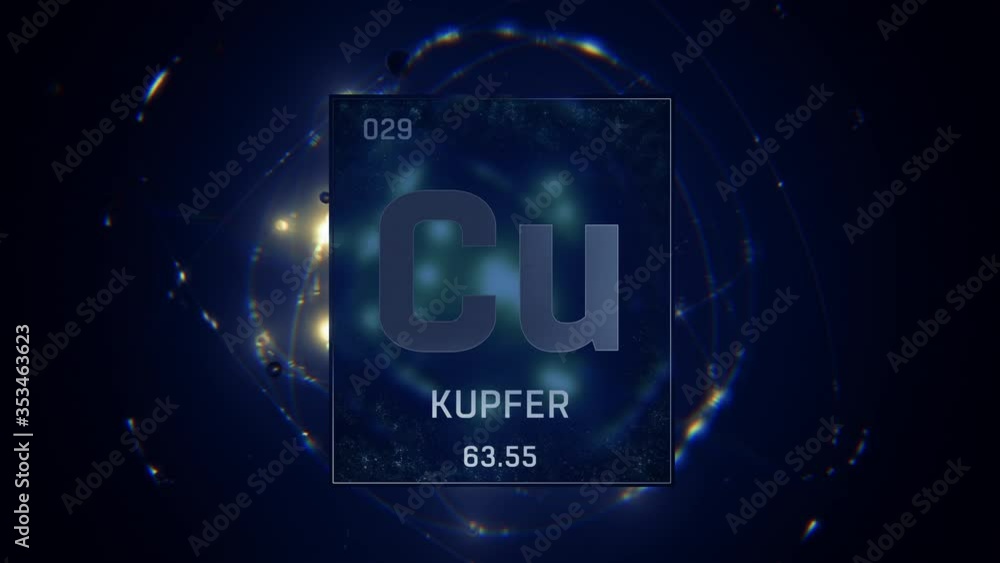 Copper as Element 29 of the Periodic Table. Seamlessly looping 3D ...