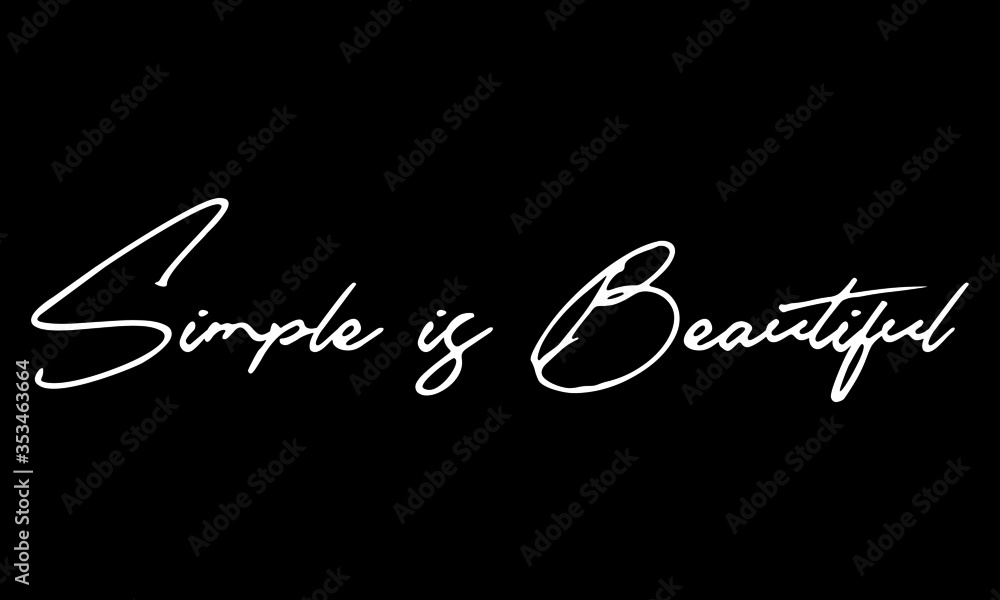 Simple is Beautiful Calligraphy Black Color Text On Black Background
