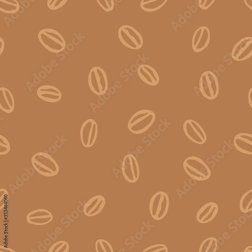 Brown hand drawing vector illustration of a group of coffee beans is on a brown background