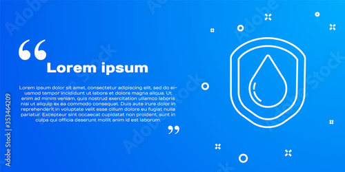 White line Waterproof icon isolated on blue background. Water resistant or liquid protection concept. Vector Illustration.