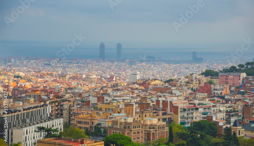 Barcelona city in hot summer day, Spain